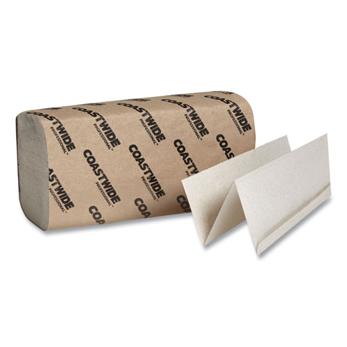 Image of Coastwide Professional™ Multifold Paper Towels, 1-Ply, 9.1 X 9.3, Natural Kraft, 250/Pack, 16 Packs/Carton
