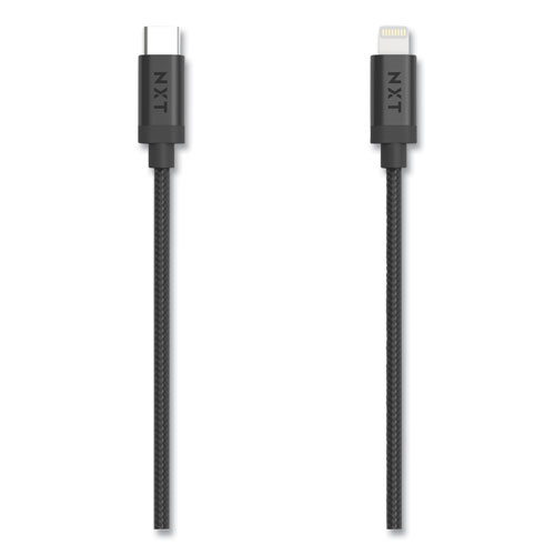Image of Braided Apple Lightning Cable to USB-C Cable, 6 ft, Black