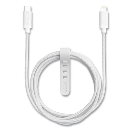 Braided Apple Lightning Cable to USB-C Cable, 6 ft, White