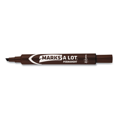 Image of MARKS A LOT Large Desk-Style Permanent Marker, Broad Chisel Tip, Brown, Dozen (8881)
