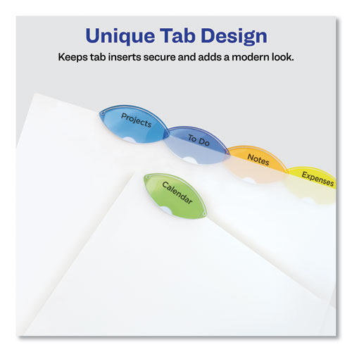 Image of Insertable Style Edge Tab Plastic Dividers, 7-Hole Punched, 5-Tab, 8.5 x 5.5, Translucent, 1 Set