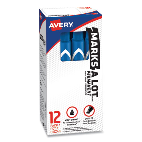 Image of Avery® Marks A Lot Large Desk-Style Permanent Marker, Broad Chisel Tip, Blue, Dozen (8886)