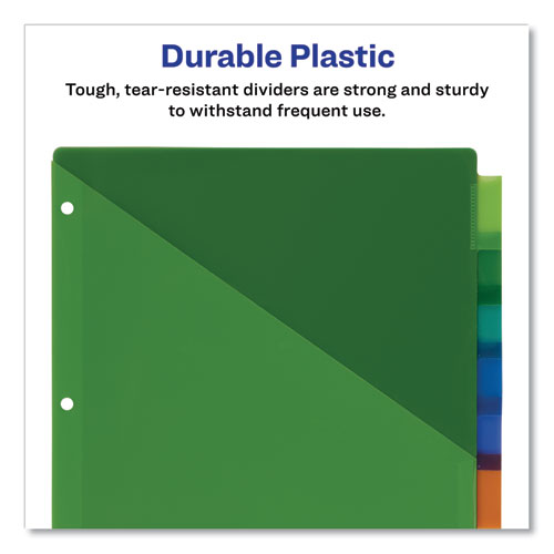 Image of Insertable Big Tab Plastic 2-Pocket Dividers, 8-Tab, 11.13 x 9.25, Assorted, 1 Set
