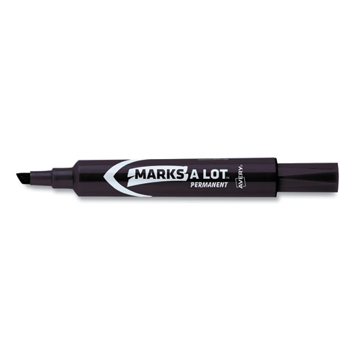 MARKS A LOT Regular Desk-Style Permanent Marker, Broad Chisel Tip, Black, Dozen (7888)