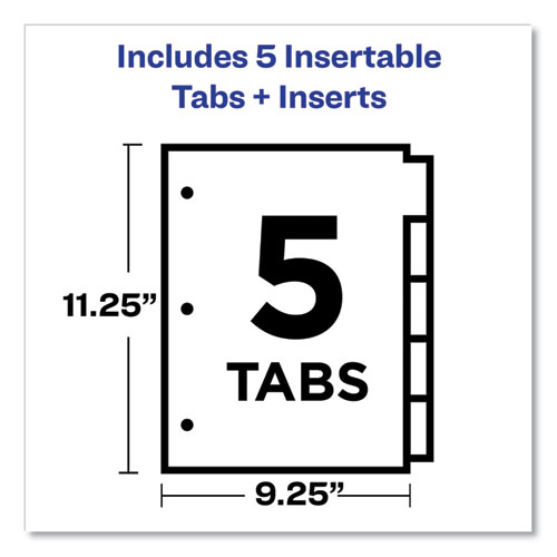 Insertable Dividers w/Single Pockets, 5-Tab, 11 1/4 x 9 1/8