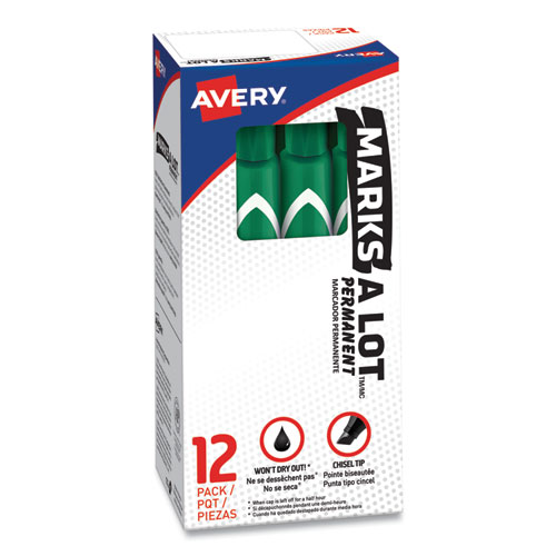 Image of Avery® Marks A Lot Large Desk-Style Permanent Marker, Broad Chisel Tip, Green, Dozen (8885)