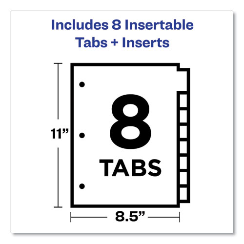Image of Plastic Insertable Dividers, 8-Tab, 11 x 8.5, Assorted Tabs, 1 Set