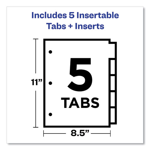 Image of Insertable Big Tab Plastic Dividers, 5-Tab, 11 x 8.5, Assorted, 1 Set