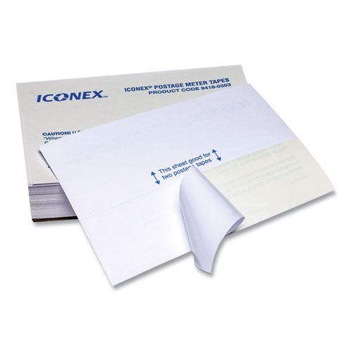 POSTAGE METER LABELS, DOUBLE TAPE STRIPS, 4 X 5.5 - 1.75 X 5.5, WHITE, 2/SHEET, 150 SHEETS/PACK