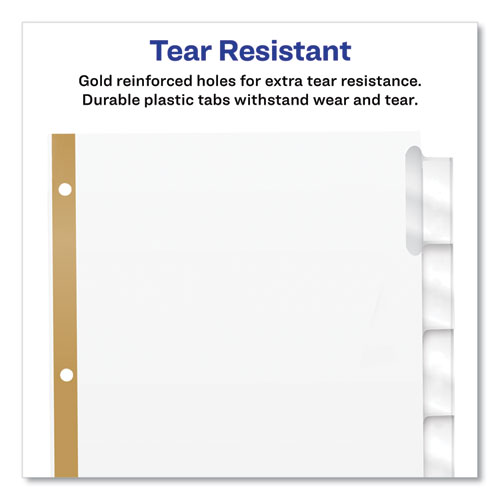Image of Insertable Big Tab Dividers, 8-Tab, Double-Sided Gold Edge Reinforcing, 11 x 8.5, White, Clear Tabs, 1 Set