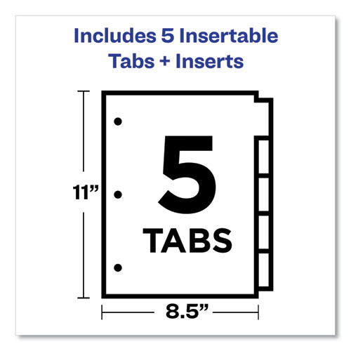 Image of Insertable Big Tab Dividers, 5-Tab, Double-Sided Gold Edge Reinforcing, 11 x 8.5, White, Assorted Tabs, 1 Set