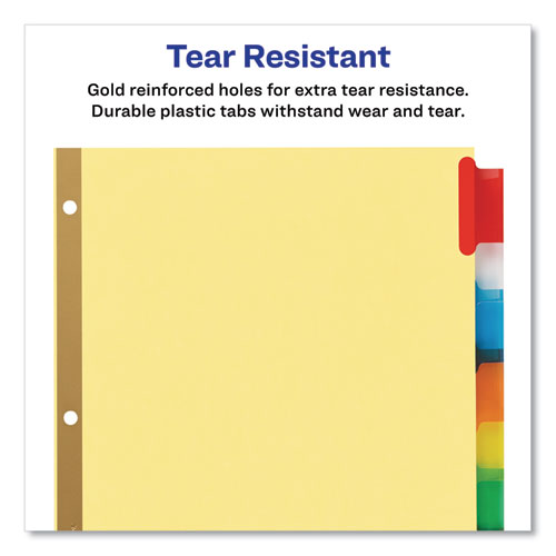 Image of Avery® Insertable Big Tab Dividers, 8-Tab, Double-Sided Gold Edge Reinforcing, 11 X 8.5, Buff, Assorted Tabs, 1 Set