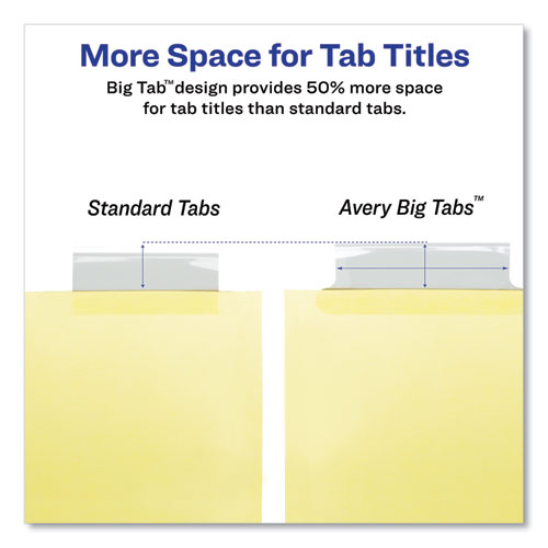 Image of Insertable Big Tab Dividers, 8-Tab, Double-Sided Gold Edge Reinforcing, 11 x 8.5, Buff, Clear Tabs, 24 Sets