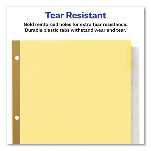 Image of Insertable Big Tab Dividers, 8-Tab, Double-Sided Gold Edge Reinforcing, 11 x 8.5, Buff, Clear Tabs, 24 Sets