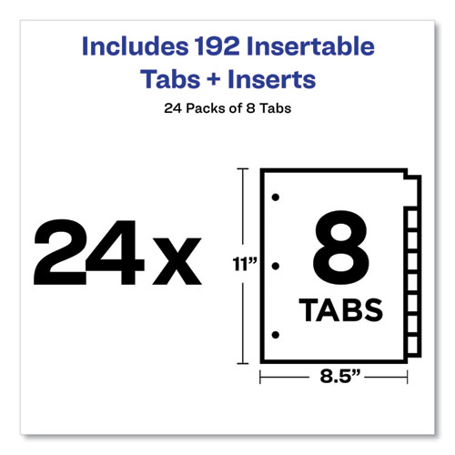 Insertable Big Tab Dividers, 8-Tab, Double-Sided Gold Edge Reinforcing, 11 x 8.5, Buff, Clear Tabs, 24 Sets