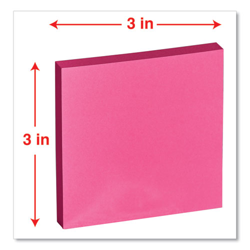 Image of Self-Stick Note Pads, 3" x 3", Assorted Neon Colors, 100 Sheets/Pad, 12 Pads/Pack
