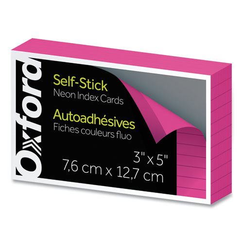 SELF-STICK INDEX CARDS, 3 X 5, PINK, 100/PACK