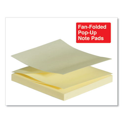 Image of Fan-Folded Self-Stick Pop-Up Note Pads Cabinet Pack, 3" x 3", Yellow, 90 Sheets/Pad, 24 Pads/Pack