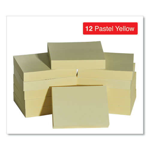Image of Self-Stick Note Pads, 1.5" x 2", Yellow, 100 Sheets/Pad, 12 Pads/Pack