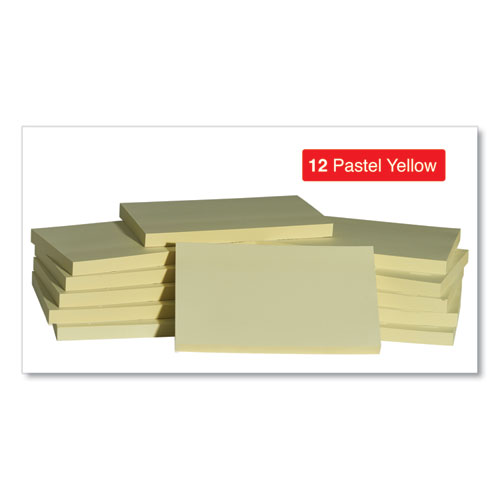 Image of Self-Stick Note Pads, 3" x 5", Yellow, 100 Sheets/Pad, 12 Pads/Pack