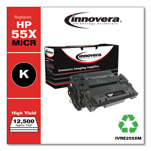 Remanufactured Black High-Yield MICR Toner, Replacement for 55XM (CE255XM), 12,500 Page-Yield, Ships in 1-3 Business Days