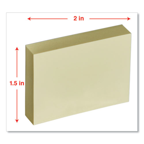 Image of Self-Stick Note Pads, 1.5" x 2", Yellow, 100 Sheets/Pad, 12 Pads/Pack