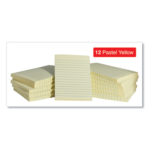 Self-Stick Note Pads, Lined, 4 x 6, Yellow, 100-Sheet, 12/Pack