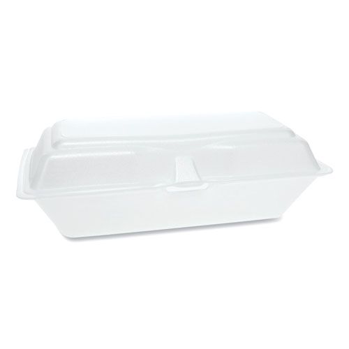 Foam Hinged Lid Containers, Single Tab Lock Hoagie, 9.75 x 5 x 3.25, White, 560/Carton