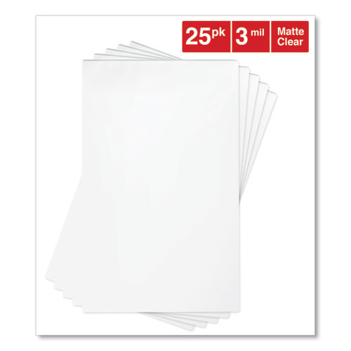 Image of Laminating Pouches, 3 mil, 9" x 14.5", Matte Clear, 25/Pack