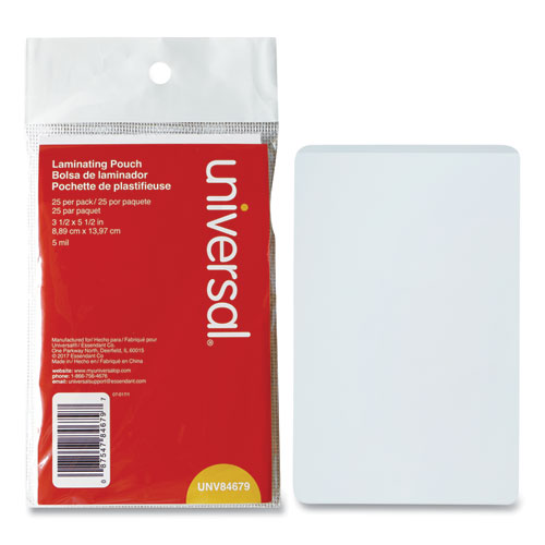 Image of Laminating Pouches, 5 mil, 5.5" x 3.5", Matte Clear, 25/Pack