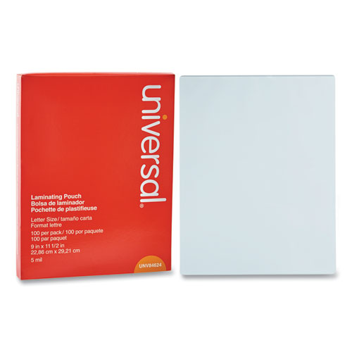 Image of Universal® Laminating Pouches, 5 Mil, 9" X 11.5", Gloss Clear, 100/Pack