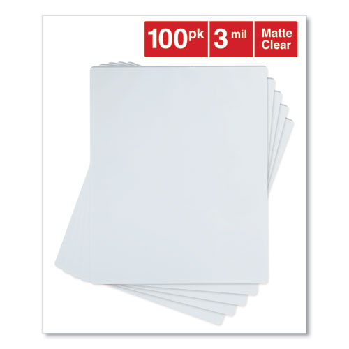 Image of Laminating Pouches, 3 mil, 9" x 11.5", Matte Clear, 100/Box