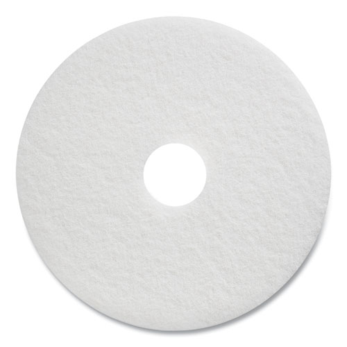 Polishing Floor Pads, 17" Diameter, White, 5/Carton