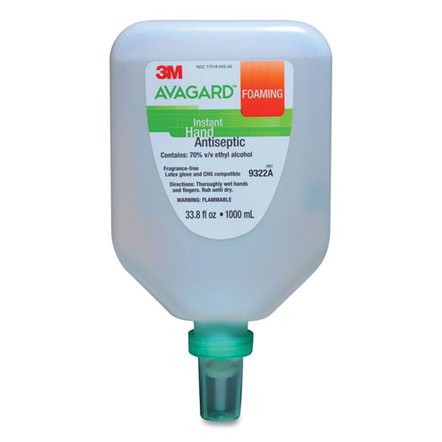 3M™ Avagard Instant Antiseptic Foam Hand Sanitizer, 1,000 mL Wall Mount Bottle, Fragrance-Free