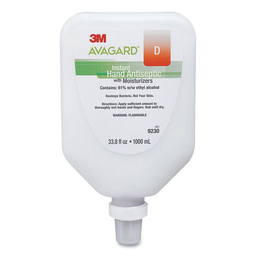 3M™ Avagard D Antiseptic with Moisturizers Instant Gel Hand Sanitizer, 1,000 mL Wall Mount Bottle, Unscented