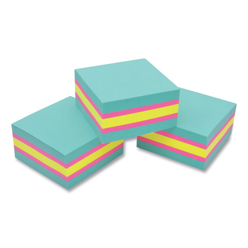 Image of Post-It® Notes Super Sticky Self-Stick Notes Cube, 3" X 3", Bright Color Collection Colors, 360 Sheets/Pad, 3 Cubes/Pack