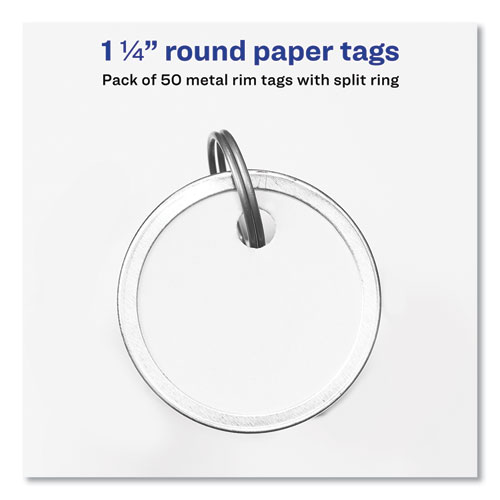 Image of Avery® Key Tags With Split Ring, 1.25" Dia, White, 50/Pack