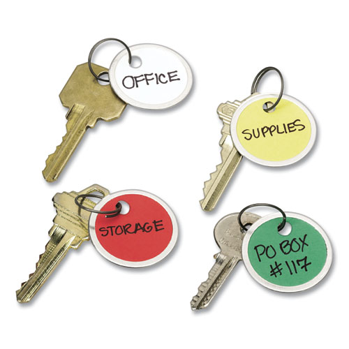Key Tags with Split Ring, 1 1/4 dia, Assorted Colors, 50/Pack