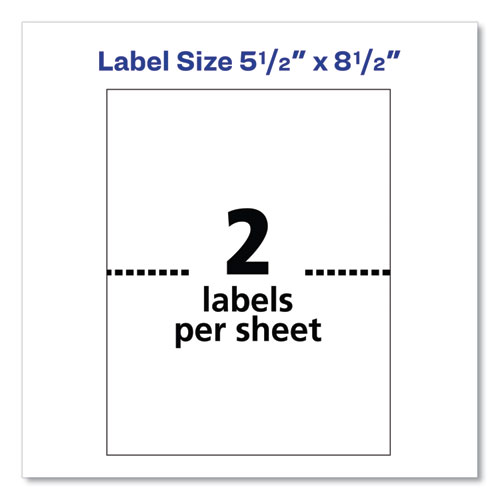 Image of Shipping Labels w/ TrueBlock Technology, Inkjet Printers, 5.5 x 8.5, White, 2/Sheet, 25 Sheets/Pack