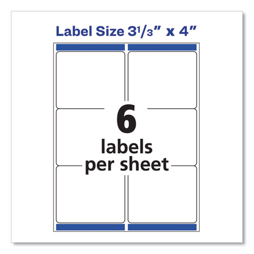 Image of Shipping Labels w/ TrueBlock Technology, Laser Printers, 3.33 x 4, White, 6/Sheet, 100 Sheets/Box