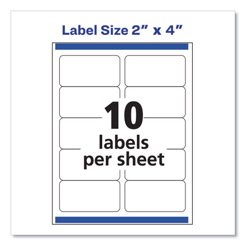Image of Shipping Labels w/ TrueBlock Technology, Laser Printers, 2 x 4, White, 10/Sheet, 100 Sheets/Box