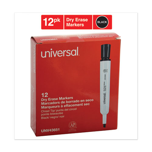 Image of Dry Erase Marker, Broad Chisel Tip, Black, Dozen