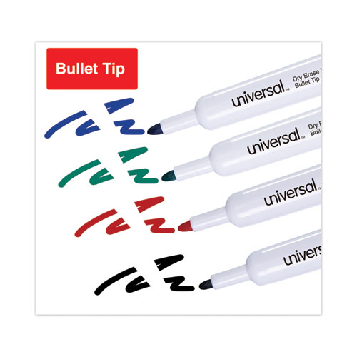 Image of Universal™ Dry Erase Marker, Medium Bullet Tip, Assorted Colors, 4/Set