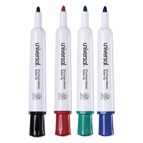 Image of Dry Erase Marker, Medium Bullet Tip, Assorted Colors, 4/Set