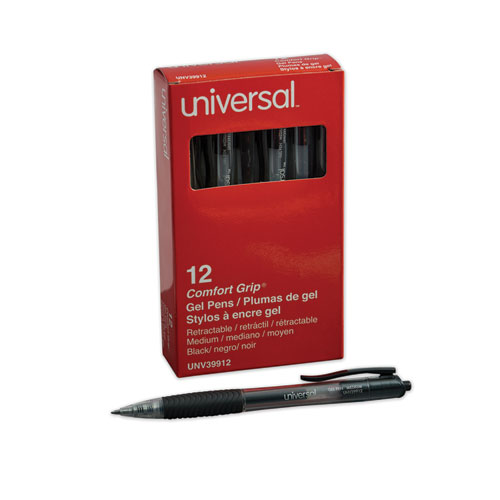 Image of Comfort Grip Gel Pen, Retractable, Medium 0.7 mm, Black Ink, Smoke Barrel, Dozen