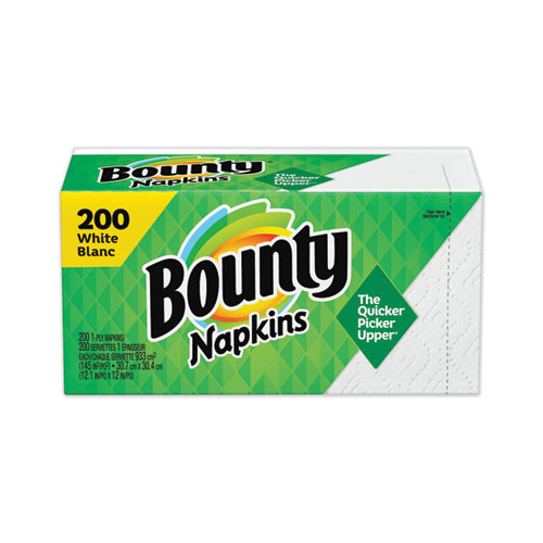 Image of Bounty® Quilted Napkins, 1-Ply, 12 1/10 X 12, White, 200/Pack, 8 Pack/Carton