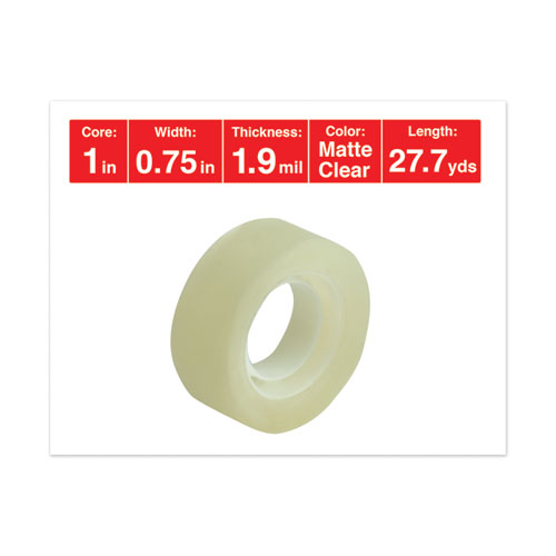 Invisible Tape, 1" Core, 0.75" x 83.33 ft, Clear, 12/Pack