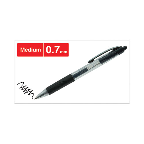 Comfort Grip Gel Pen, Retractable, Medium 0.7 mm, Black Ink, Clear/Black Barrel, 36/Pack