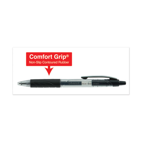 Comfort Grip Gel Pen, Retractable, Medium 0.7 mm, Black Ink, Clear/Black Barrel, 36/Pack