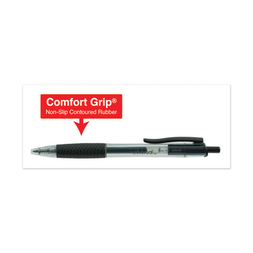 Comfort Grip Gel Pen, Retractable, Medium 0.7 mm, Black Ink, Smoke Barrel, Dozen